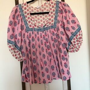 Old Navy Pink and Blue Floral Blouse